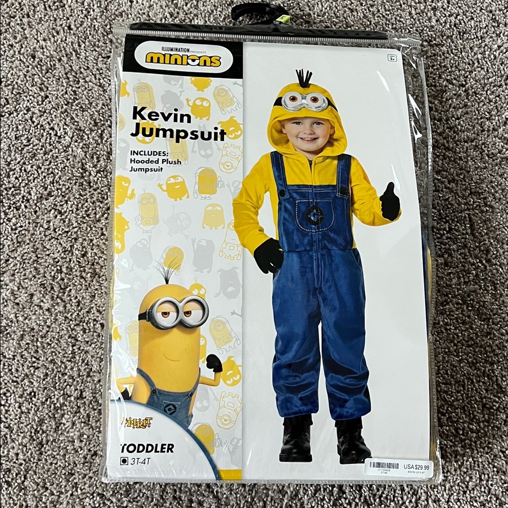 Minions “Kevin” Spirit Halloween Costume NEW Toddler 3T-4T